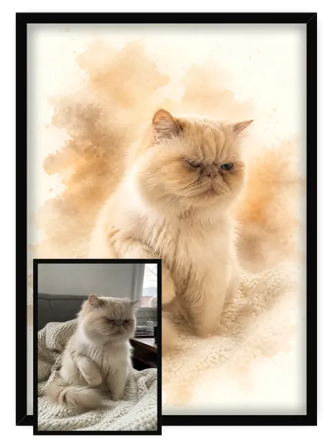 Chat Aquarelle Dorée - 2